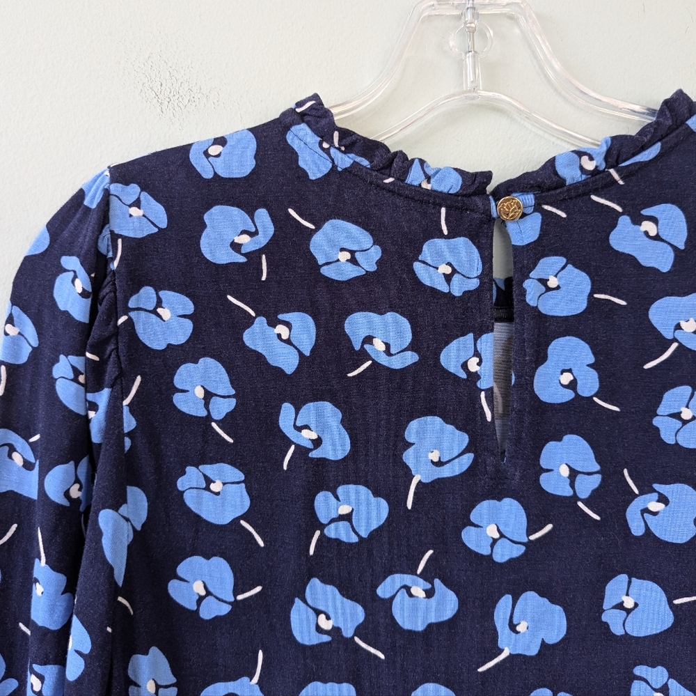 Draper James Long Sleeve Blue Floral Print Dress - Picture 8 of 8